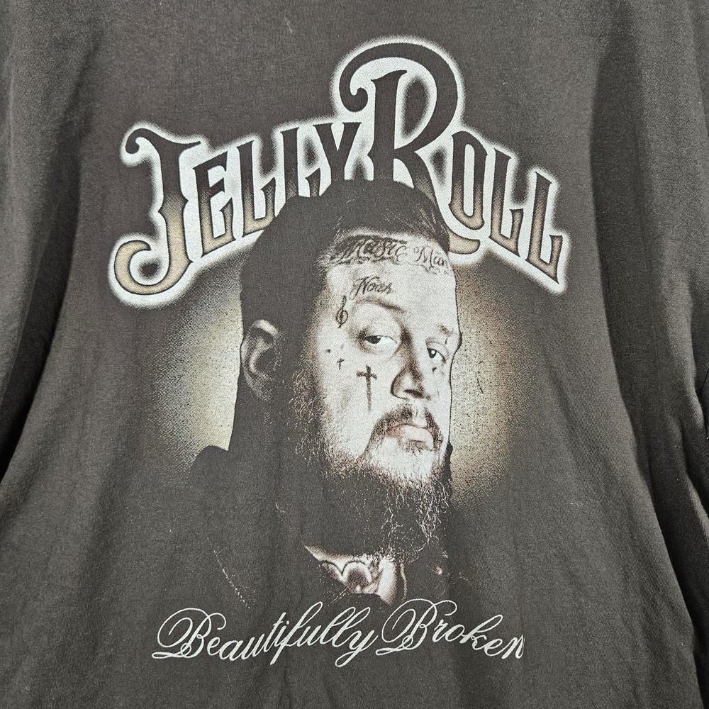 Jelly Roll T-Shirt Beautifully Broken Concert Graphic Print Brown Men's Size 3XL